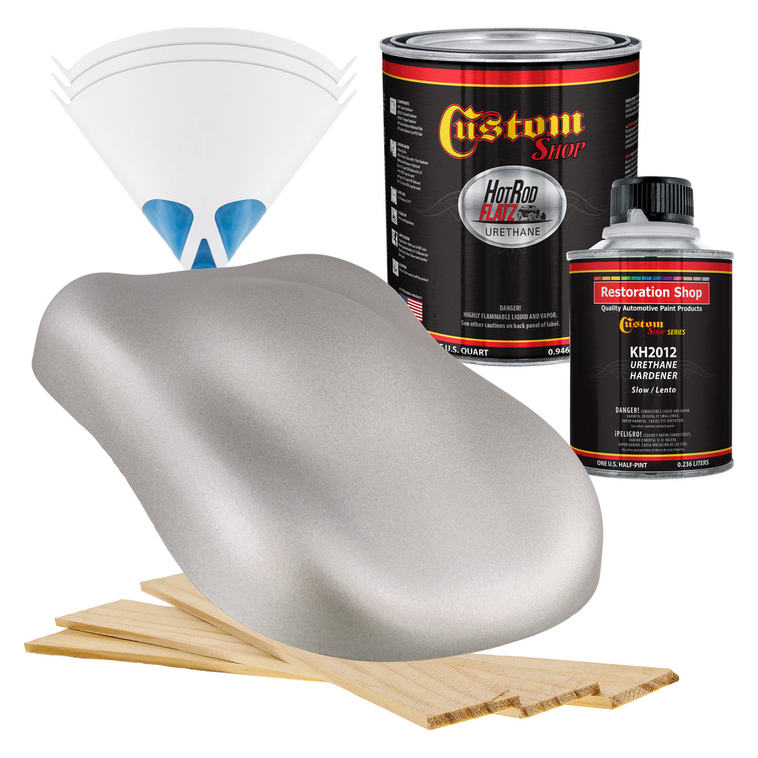 Sterling Silver Metallic - Hot Rod Flatz Flat Matte Satin Urethane Auto Paint - Complete Quart Paint Kit
