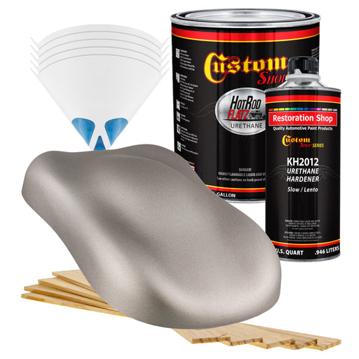 Pewter Silver Metallic - Hot Rod Flatz Flat Matte Satin Urethane Auto Paint - Complete Gallon Paint Kit - Professional Low Sheen Automotive, Car