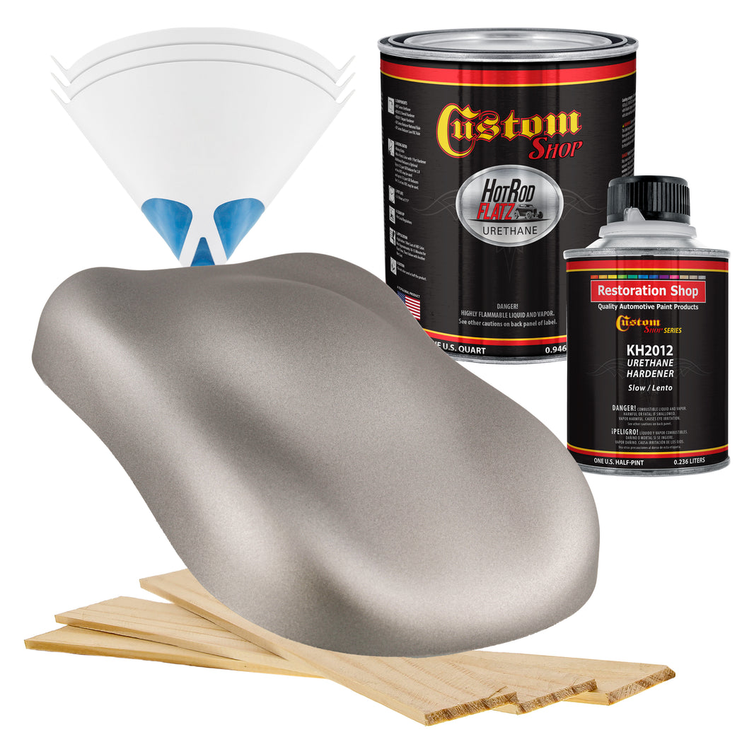 Pewter Silver Metallic - Hot Rod Flatz Flat Matte Satin Urethane Auto Paint - Complete Quart Paint Kit