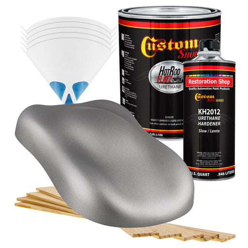 Titanium Gray Metallic - Hot Rod Flatz Flat Matte Satin Urethane Auto Paint - Complete Gallon Paint Kit - Professional Low Sheen Automotive, Car Truck Coating, 4:1 Mix Ratio