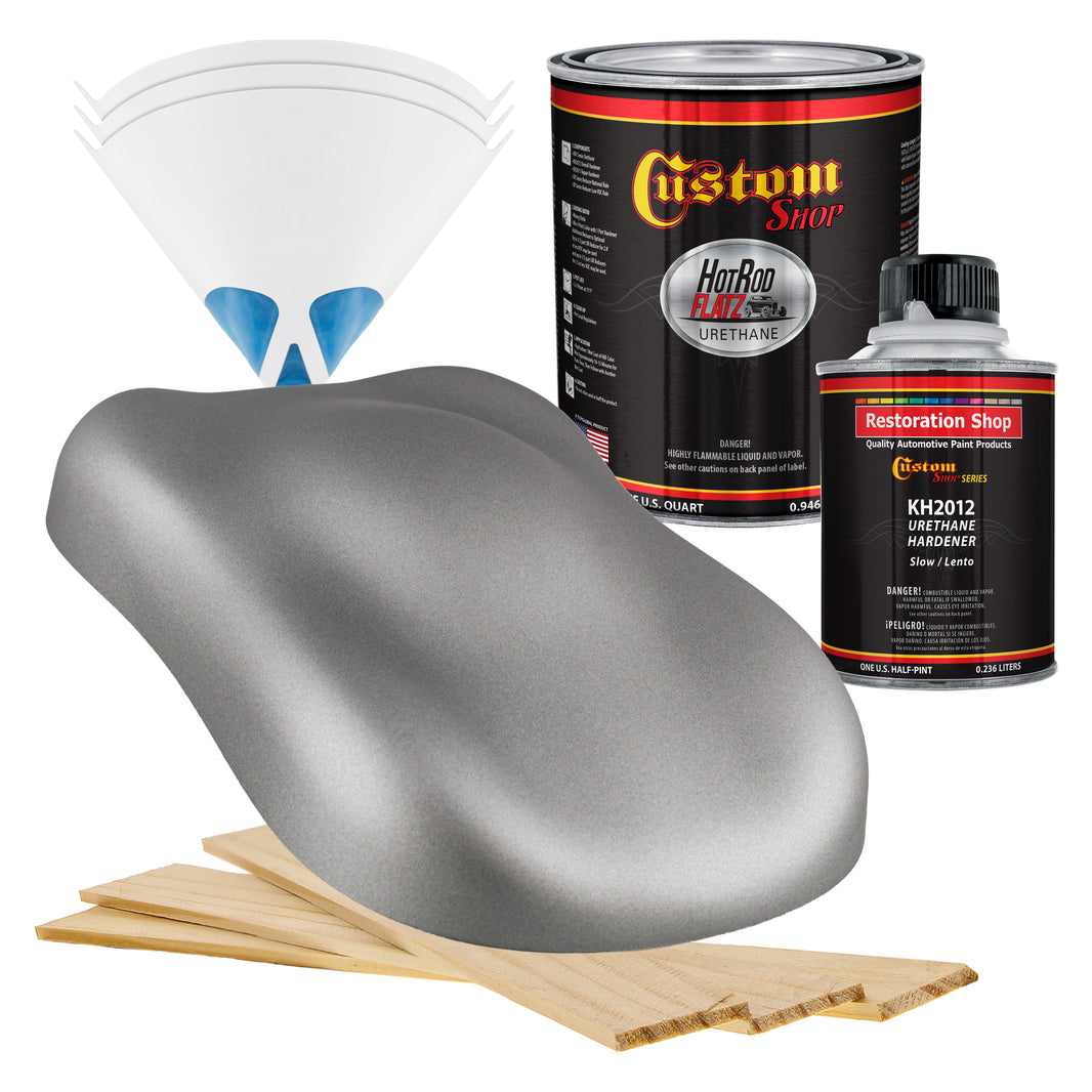 Titanium Gray Metallic - Hot Rod Flatz Flat Matte Satin Urethane Auto Paint - Complete Quart Paint Kit