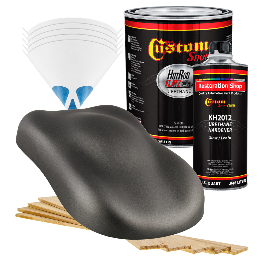 Dark Charcoal Metallic - Hot Rod Flatz Flat Matte Satin Urethane Auto Paint - Complete Gallon Paint Kit - Professional Low Sheen Automotive, Car
