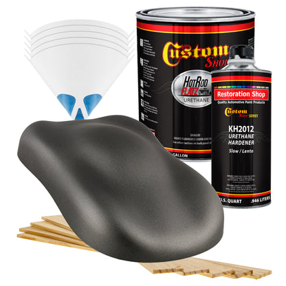 Dark Charcoal Metallic - Hot Rod Flatz Flat Matte Satin Urethane Auto Paint - Complete Gallon Paint Kit