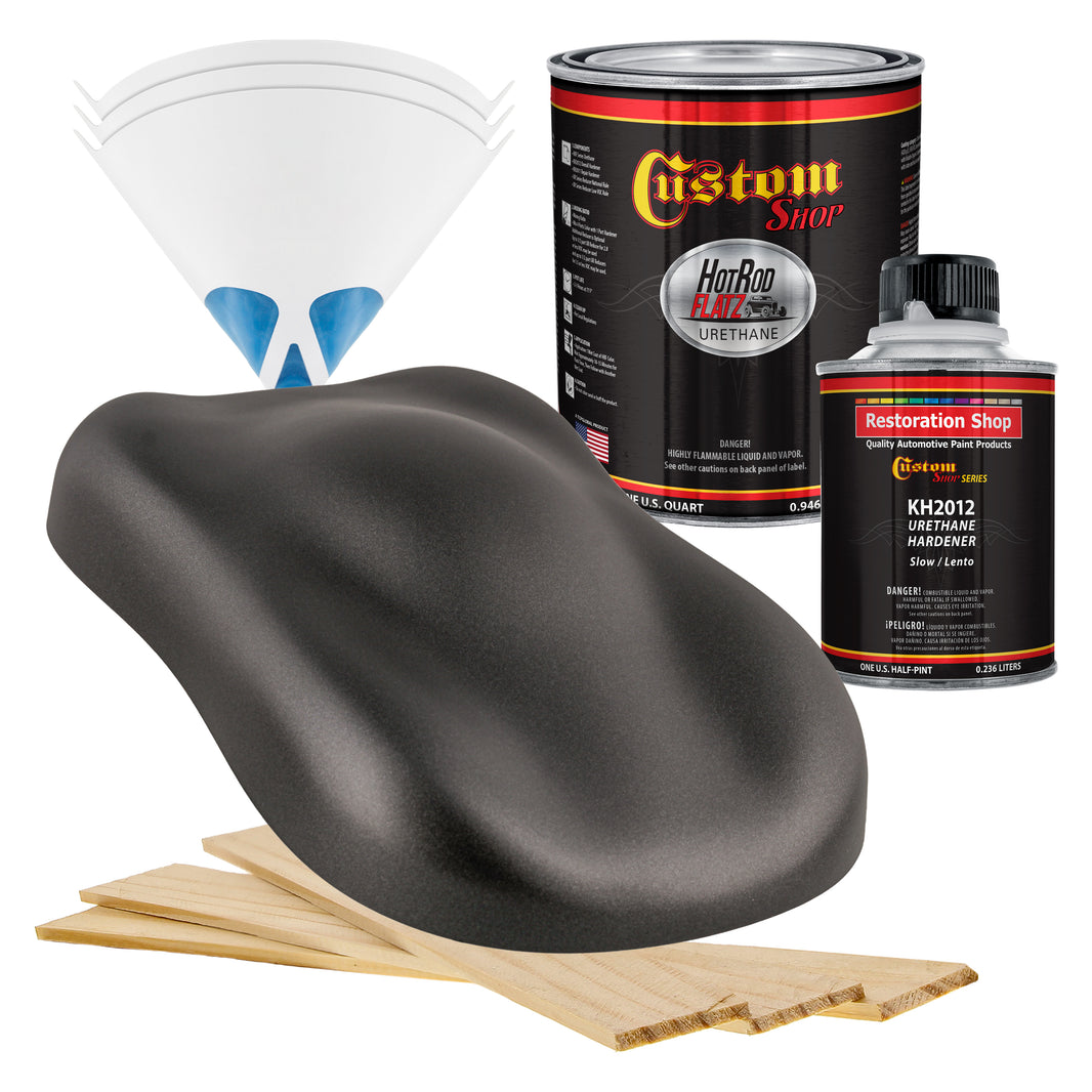 Anthracite Gray Metallic - Hot Rod Flatz Flat Matte Satin Urethane Auto Paint - Complete Quart Paint Kit