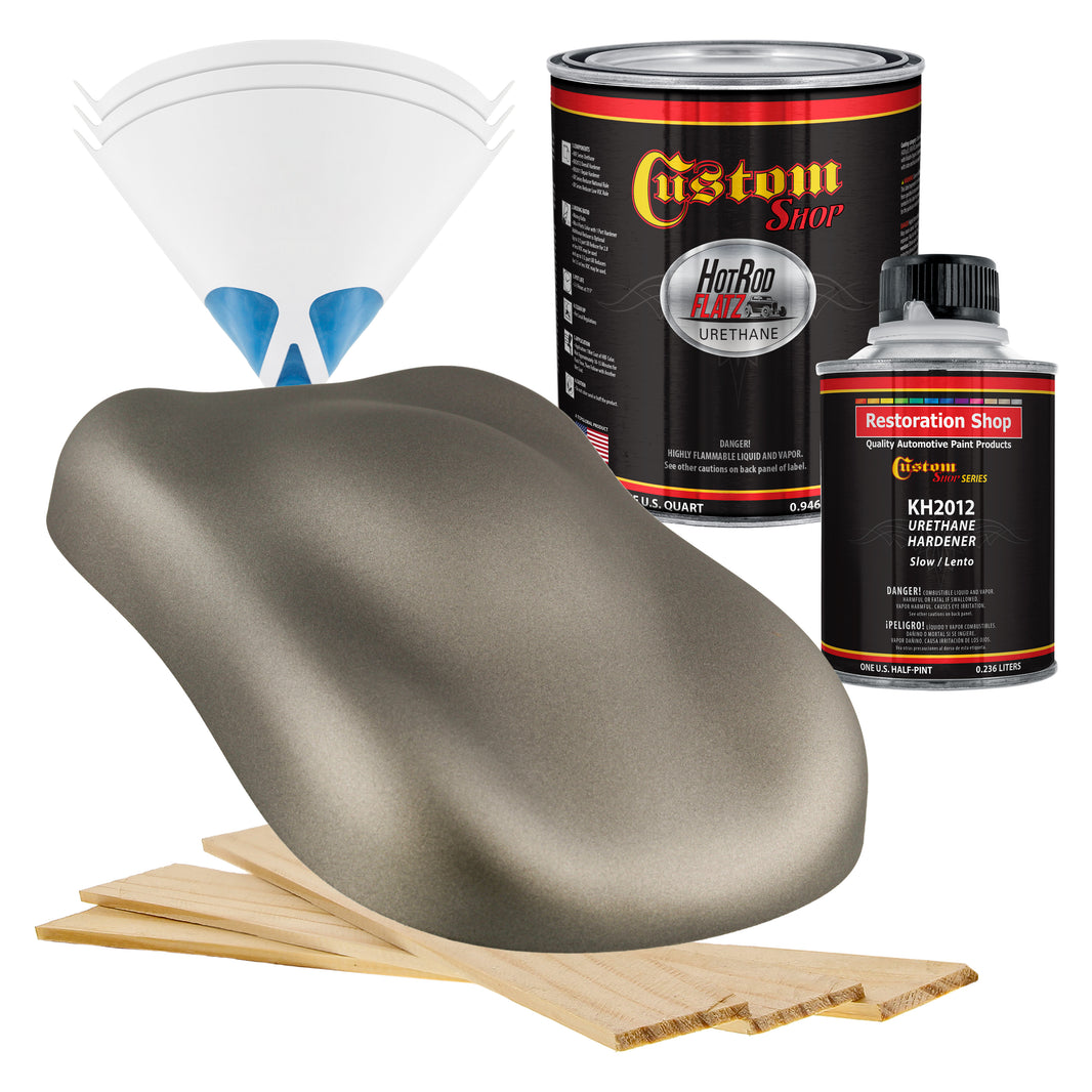 Warm Gray Metallic - Hot Rod Flatz Flat Matte Satin Urethane Auto Paint - Complete Quart Paint Kit