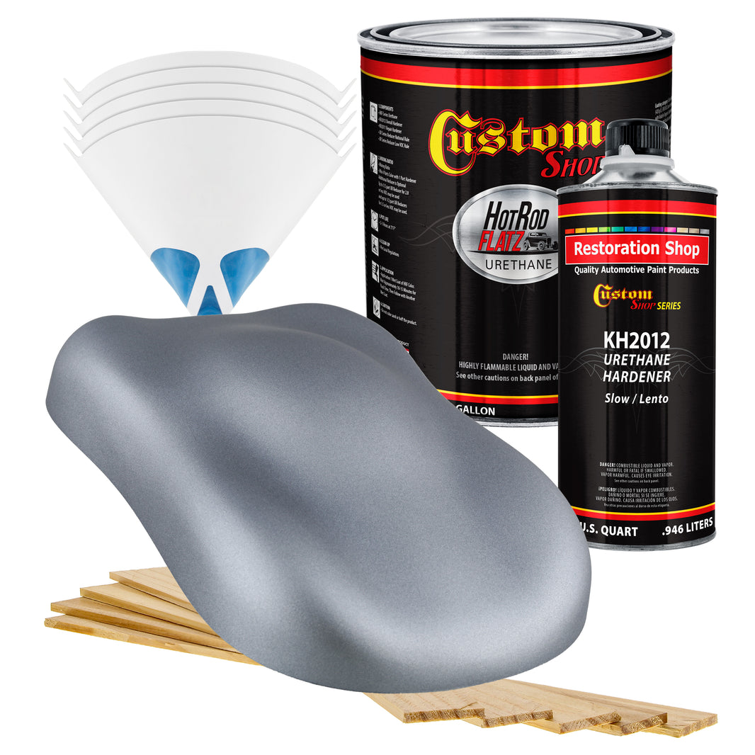 Cool Gray Metallic - Hot Rod Flatz Flat Matte Satin Urethane Auto Paint - Complete Gallon Paint Kit