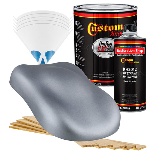 Cool Gray Metallic - Hot Rod Flatz Flat Matte Satin Urethane Auto Paint - Complete Gallon Paint Kit - Professional Low Sheen Automotive, Car Truck Coating, 4:1 Mix Ratio