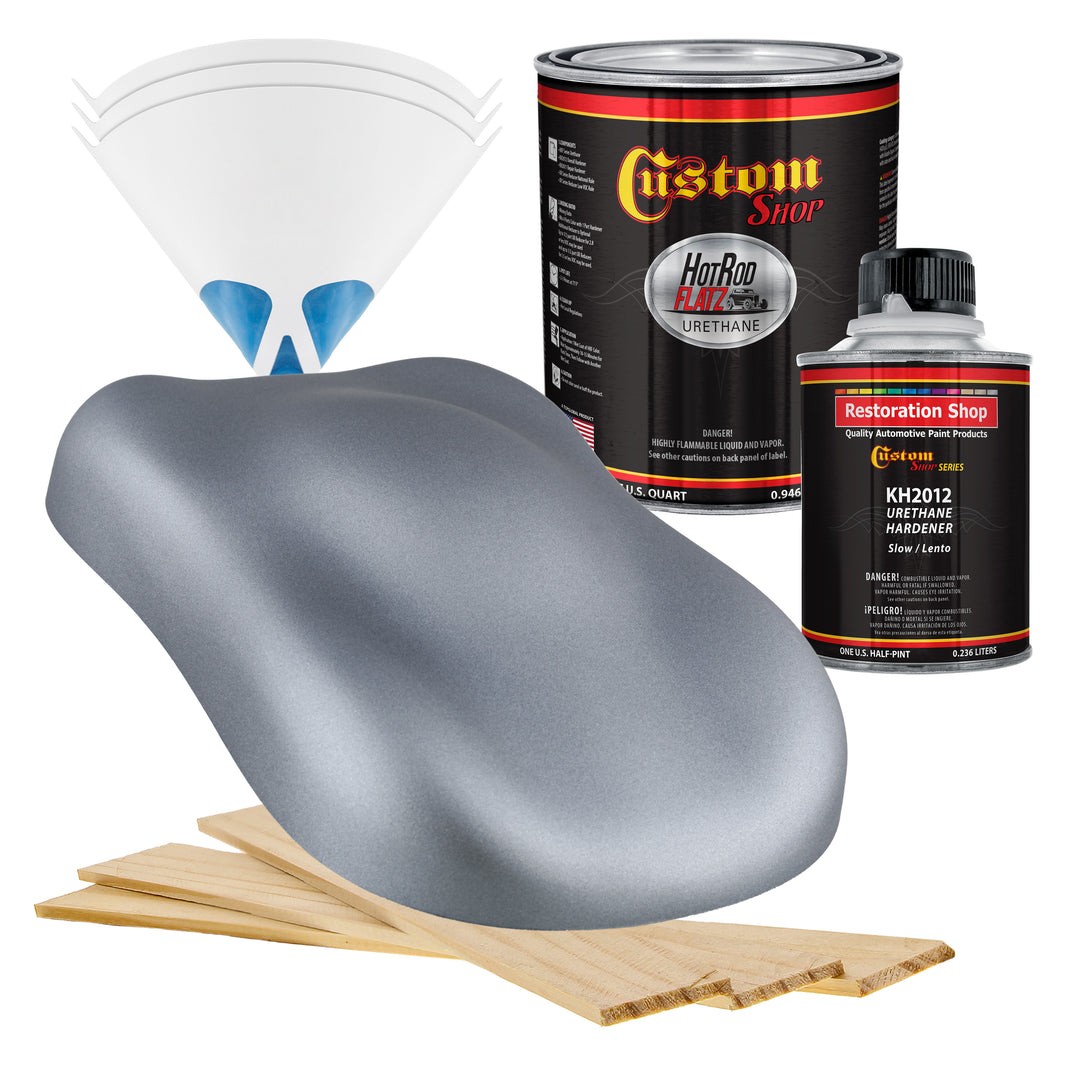 Cool Gray Metallic - Hot Rod Flatz Flat Matte Satin Urethane Auto Paint - Complete Quart Paint Kit