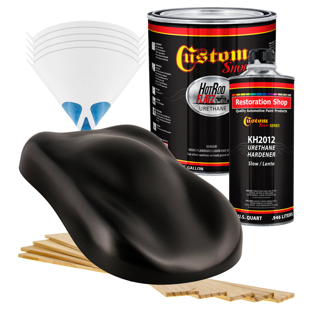 Black Metallic - Hot Rod Flatz Flat Matte Satin Urethane Auto Paint - Complete Gallon Paint Kit