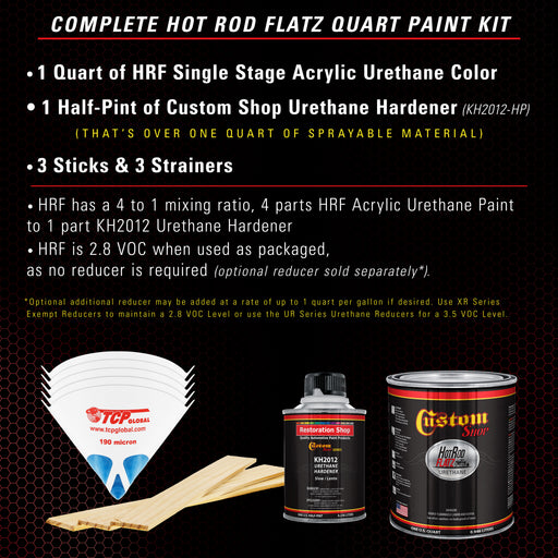 Blood Red - Hot Rod Flatz Flat Matte Satin Urethane Auto Paint - Complete Quart Paint Kit - Professional Low Sheen Automotive, Car Truck Coating, 4:1 Mix Ratio
