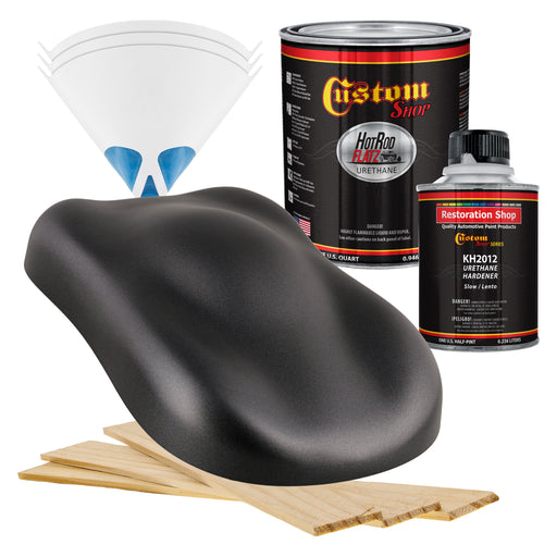 Gunmetal Grey Metallic - Hot Rod Flatz Flat Matte Satin Urethane Auto Paint - Complete Quart Paint Kit - Professional Low Sheen Automotive, Car Truck
