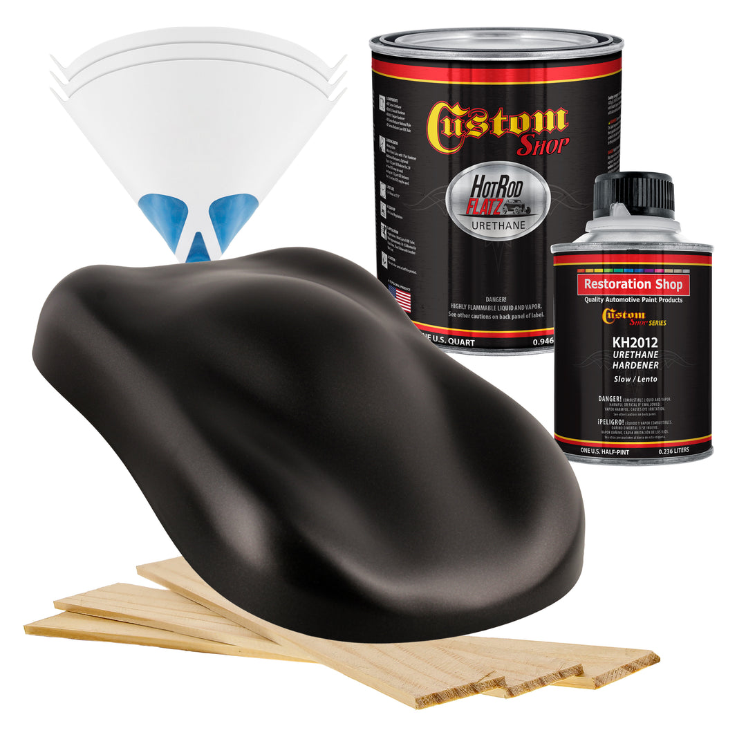 Black Sparkle Metallic - Hot Rod Flatz Flat Matte Satin Urethane Auto Paint - Complete Quart Paint Kit