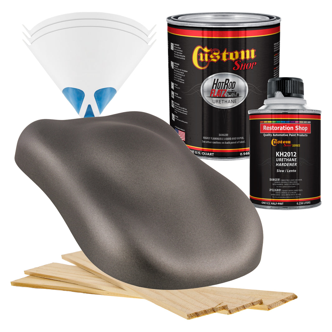 Tunnel Ram Gray Metallic - Hot Rod Flatz Flat Matte Satin Urethane Auto Paint - Complete Quart Paint Kit