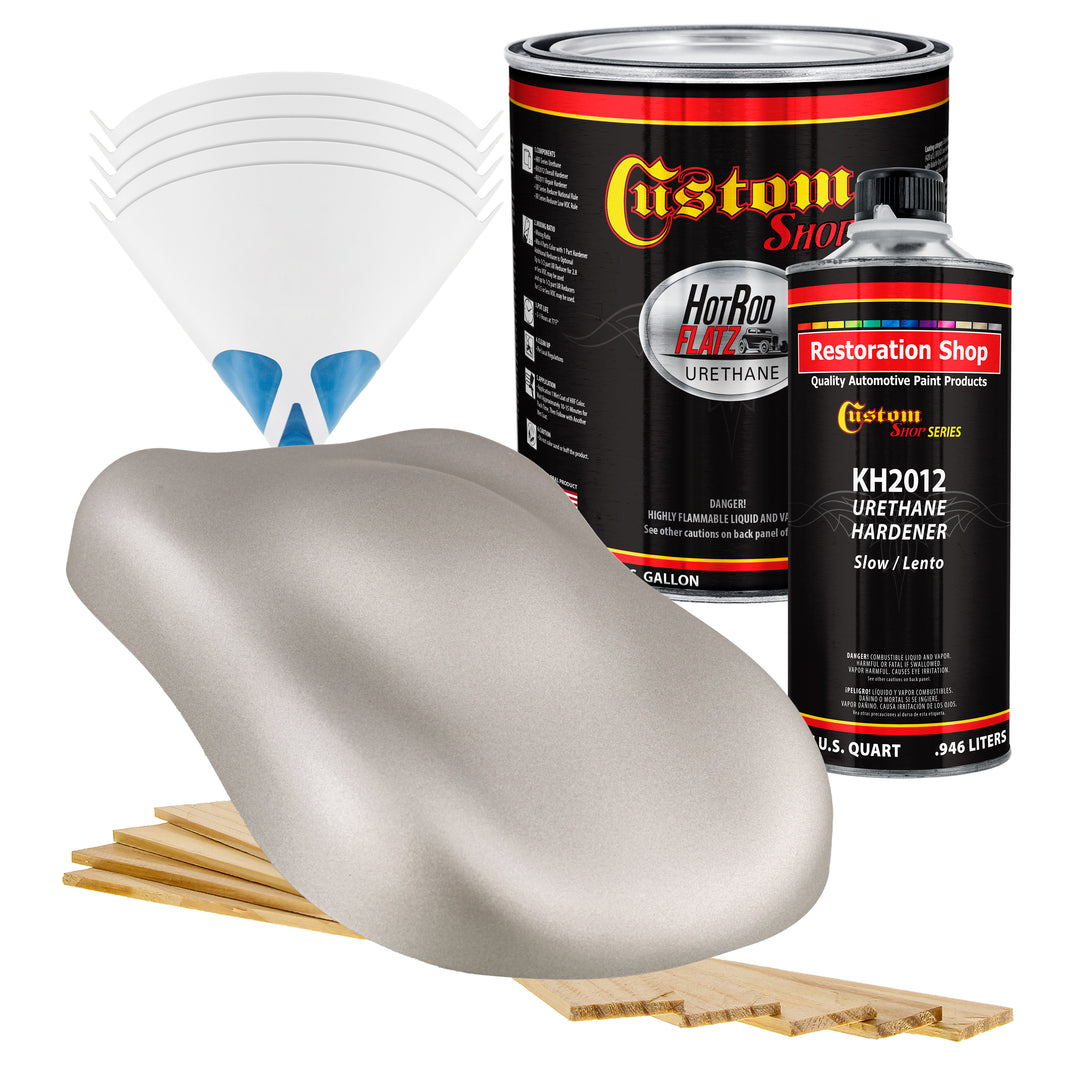 Bright Silver Metallic - Hot Rod Flatz Flat Matte Satin Urethane Auto Paint - Complete Gallon Paint Kit