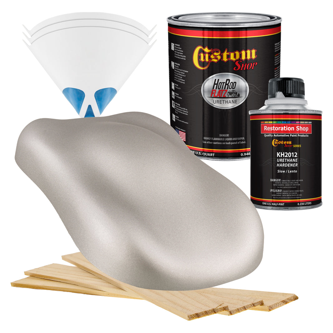 Bright Silver Metallic - Hot Rod Flatz Flat Matte Satin Urethane Auto Paint - Complete Quart Paint Kit