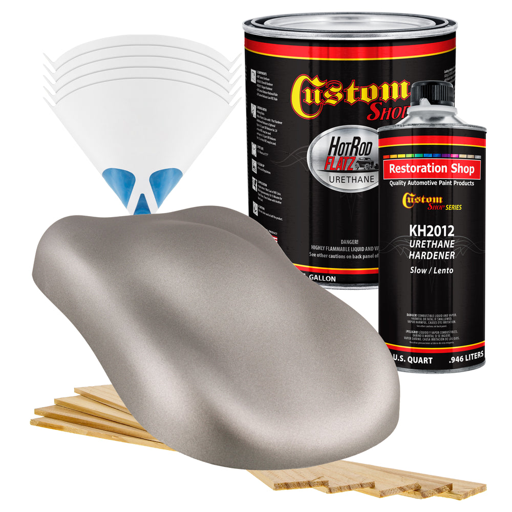 Galaxy Silver Metallic - Hot Rod Flatz Flat Matte Satin Urethane Auto Paint - Complete Gallon Paint Kit - Professional Low Sheen Automotive, Car