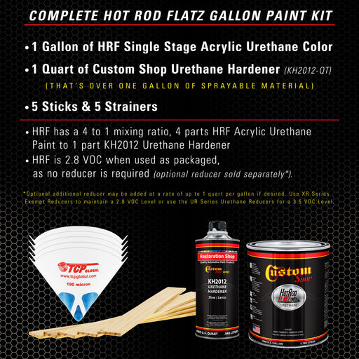 Galaxy Silver Metallic - Hot Rod Flatz Flat Matte Satin Urethane Auto Paint - Complete Gallon Paint Kit - Professional Low Sheen Automotive, Car Truck Coating, 4:1 Mix Ratio
