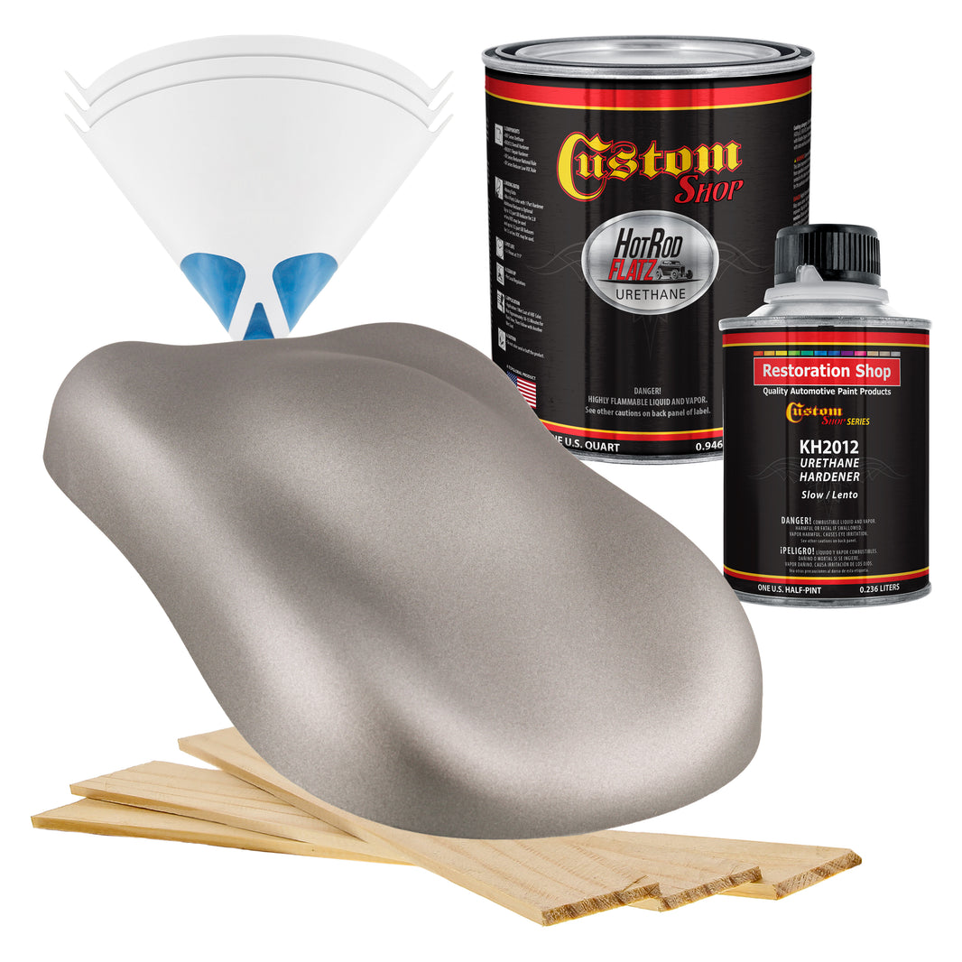 Galaxy Silver Metallic - Hot Rod Flatz Flat Matte Satin Urethane Auto Paint - Complete Quart Paint Kit