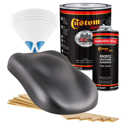 Chop Top Silver Metallic - Hot Rod Flatz Flat Matte Satin Urethane Auto Paint - Complete Gallon Paint Kit