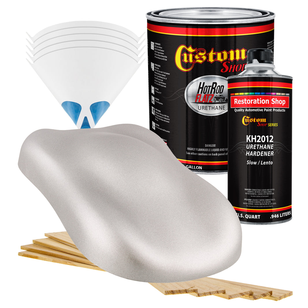 Iridium Silver Metallic - Hot Rod Flatz Flat Matte Satin Urethane Auto Paint - Complete Gallon Paint Kit
