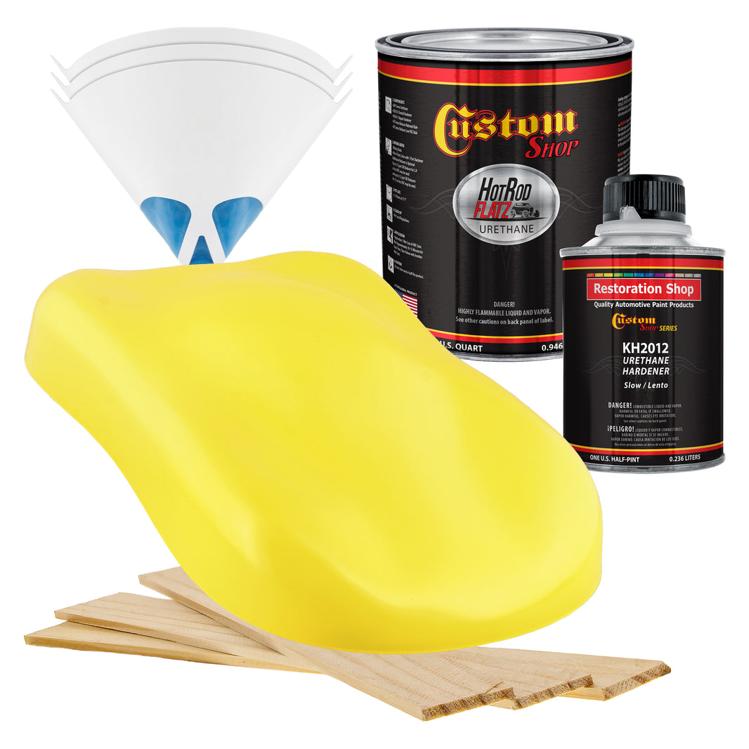 Rally Yellow - Hot Rod Flatz Flat Matte Satin Urethane Auto Paint - Complete Quart Paint Kit Coating