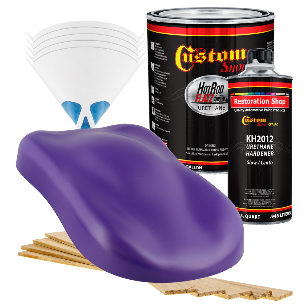 Bright Purple - Hot Rod Flatz Flat Matte Satin Urethane Auto Paint - Complete Gallon Paint Kit - Professional Low Sheen Automotive, Car Truck Coating, 4:1 Mix Ratio