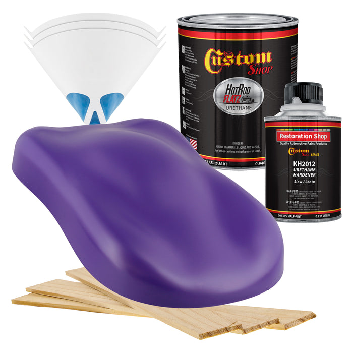 Bright Purple - Hot Rod Flatz Flat Matte Satin Urethane Auto Paint - Complete Quart Paint Kit - Professional Low Sheen Automotive, Car Truck Coating