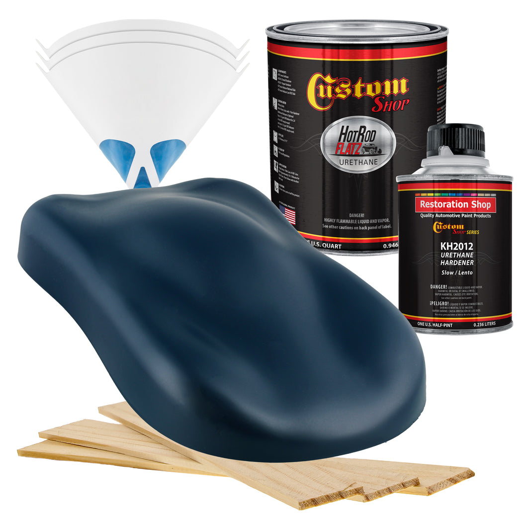 Midnight Blue - Hot Rod Flatz Flat Matte Satin Urethane Auto Paint - Complete Quart Paint Kit Coating