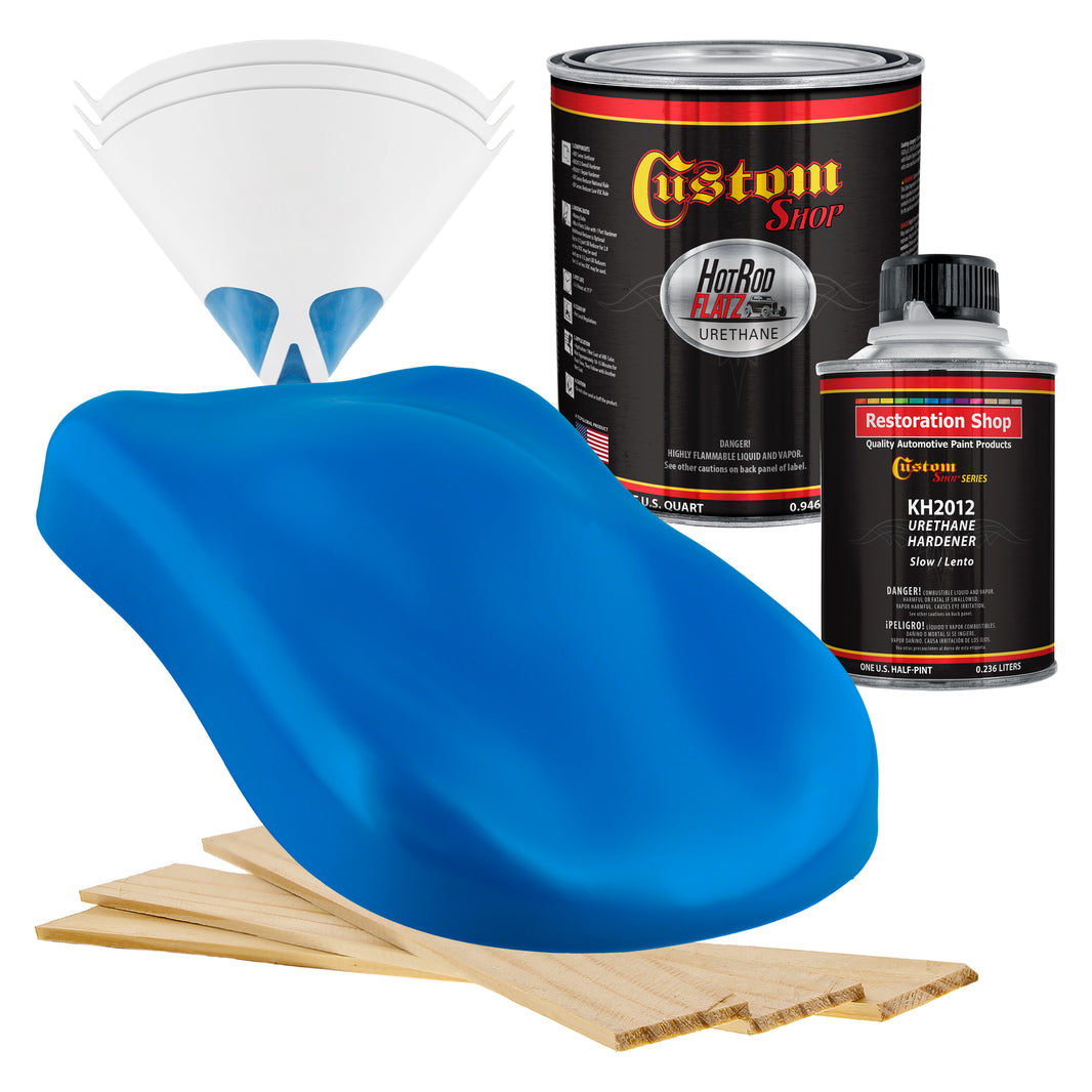 Speed Blue - Hot Rod Flatz Flat Matte Satin Urethane Auto Paint - Complete Quart Paint Kit Coating