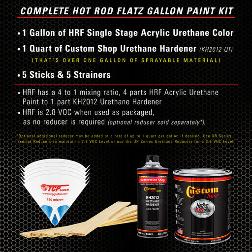 Gold Mist Metallic - Hot Rod Flatz Flat Matte Satin Urethane Auto Paint - Complete Gallon Paint Kit - Professional Low Sheen Automotive, Car Truck Coating, 4:1 Mix Ratio