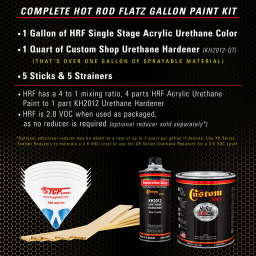 Anniversary Gold Metallic - Hot Rod Flatz Flat Matte Satin Urethane Auto Paint - Complete Gallon Paint Kit - Professional Low Sheen Automotive, Car Truck Coating, 4:1 Mix Ratio