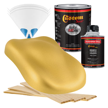 Anniversary Gold Metallic - Hot Rod Flatz Flat Matte Satin Urethane Auto Paint - Complete Quart Paint Kit