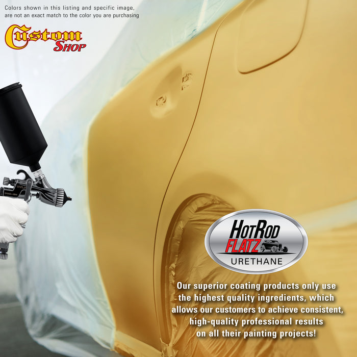 Anniversary Gold Metallic - Hot Rod Flatz Flat Matte Satin Urethane Auto Paint - Complete Quart Paint Kit - Professional Low Sheen Automotive, Car Truck Coating, 4:1 Mix Ratio