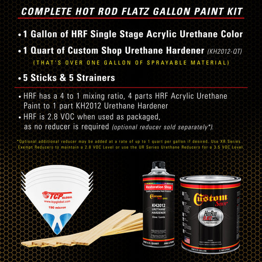 Autumn Gold Metallic - Hot Rod Flatz Flat Matte Satin Urethane Auto Paint - Complete Gallon Paint Kit - Professional Low Sheen Automotive, Car Truck Coating, 4:1 Mix Ratio