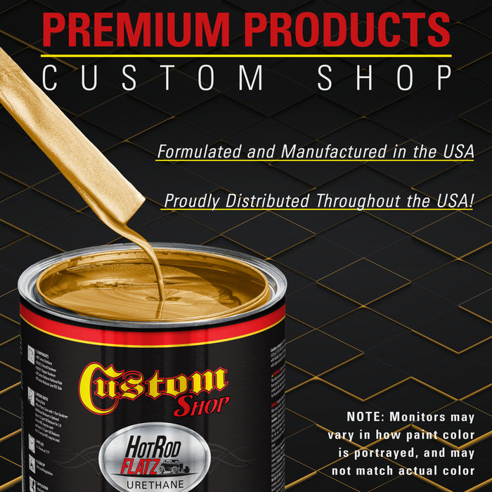 Autumn Gold Metallic - Hot Rod Flatz Flat Matte Satin Urethane Auto Paint - Complete Gallon Paint Kit - Professional Low Sheen Automotive, Car Truck Coating, 4:1 Mix Ratio