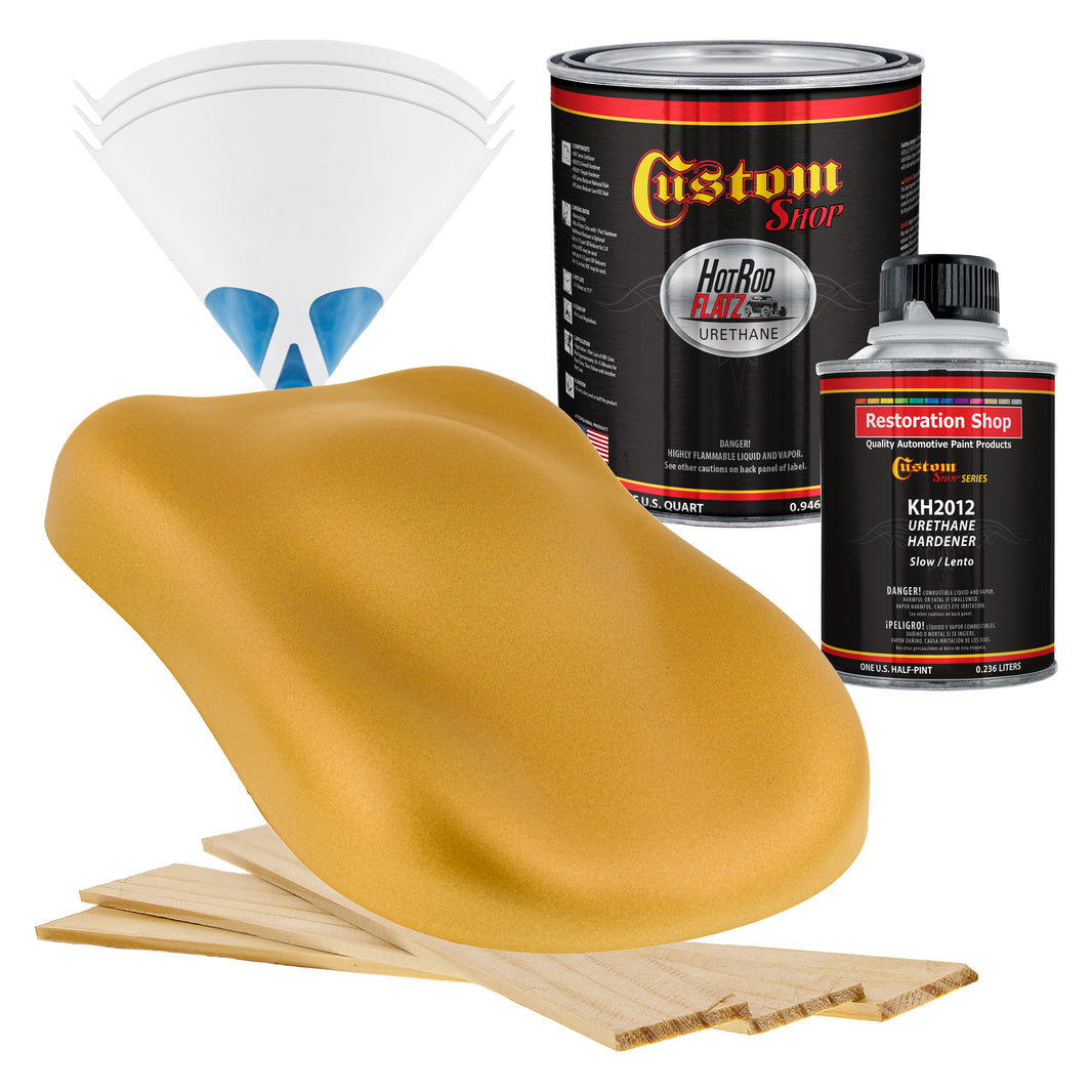 Autumn Gold Metallic - Hot Rod Flatz Flat Matte Satin Urethane Auto Paint - Complete Quart Paint Kit