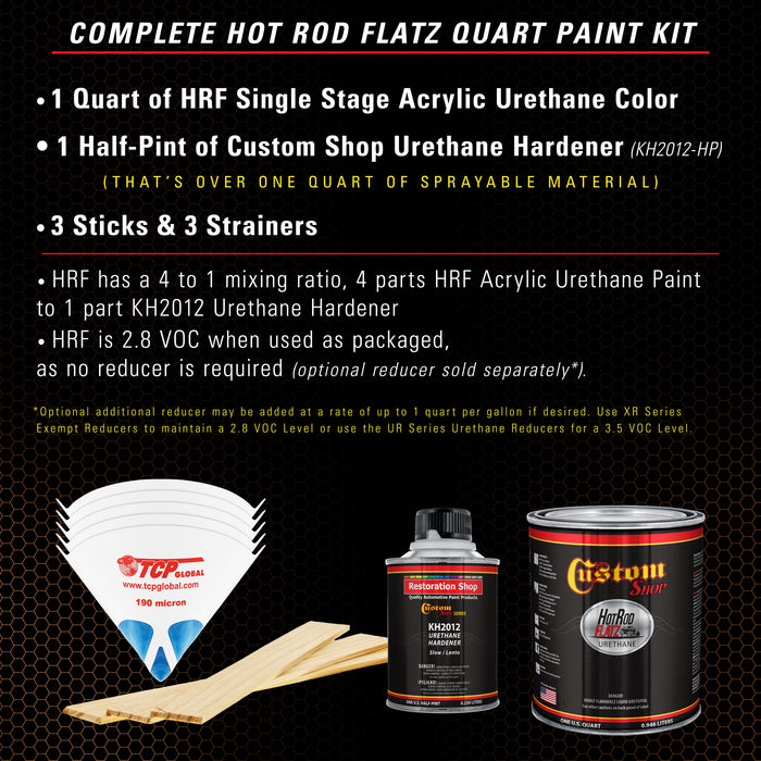 Sunburst Orange Metallic - Hot Rod Flatz Flat Matte Satin Urethane Auto Paint - Complete Quart Paint Kit - Professional Low Sheen Automotive, Car Truck Coating, 4:1 Mix Ratio