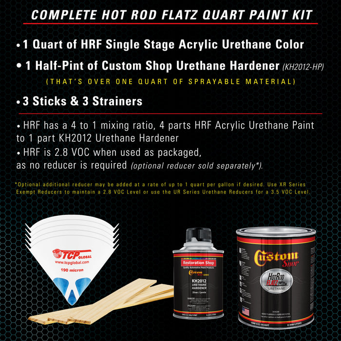 Steel Blue - Hot Rod Flatz Flat Matte Satin Urethane Auto Paint - Complete Quart Paint Kit - Professional Low Sheen Automotive, Car Truck Coating, 4:1 Mix Ratio