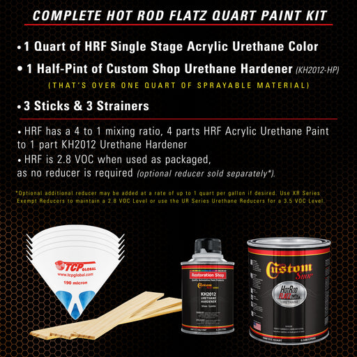 Atomic Orange Pearl - Hot Rod Flatz Flat Matte Satin Urethane Auto Paint - Complete Quart Paint Kit - Professional Low Sheen Automotive, Car Truck Coating, 4:1 Mix Ratio