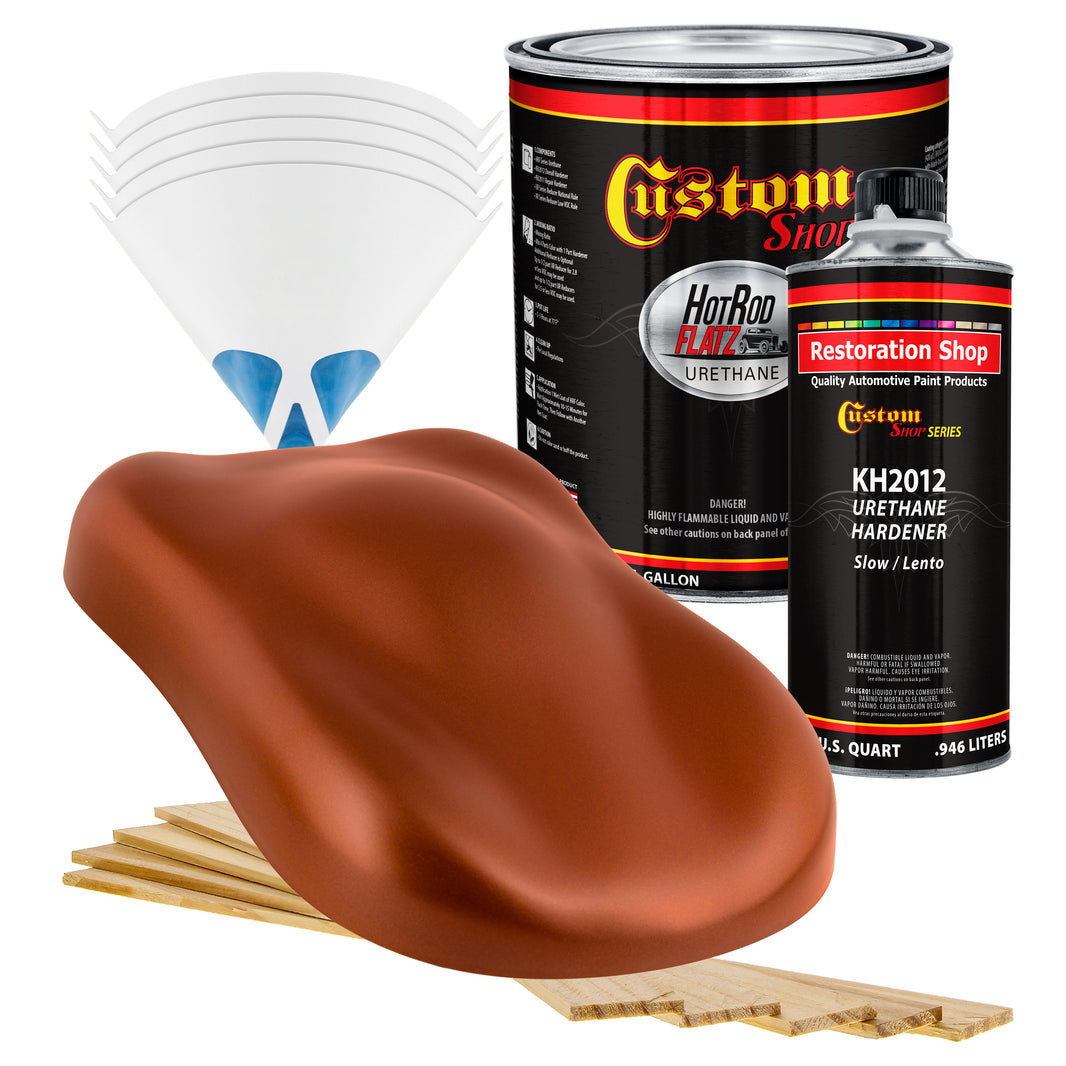 Inferno Orange Pearl Metallic - Hot Rod Flatz Flat Matte Satin Urethane Auto Paint - Complete Gallon Paint Kit