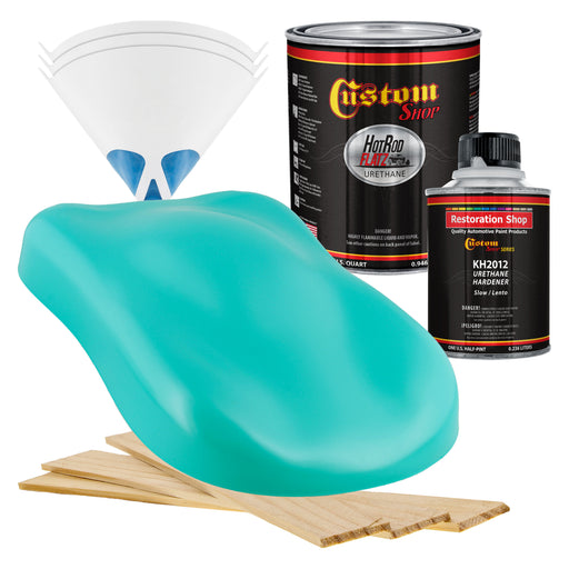 Tropical Turquoise - Hot Rod Flatz Flat Matte Satin Urethane Auto Paint - Complete Quart Paint Kit - Professional Low Sheen Automotive, Car Truck