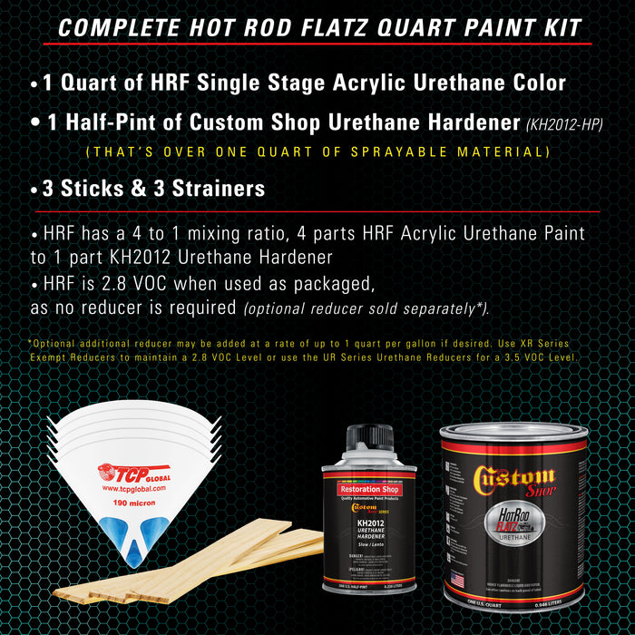 Tropical Turquoise - Hot Rod Flatz Flat Matte Satin Urethane Auto Paint - Complete Quart Paint Kit - Professional Low Sheen Automotive, Car Truck