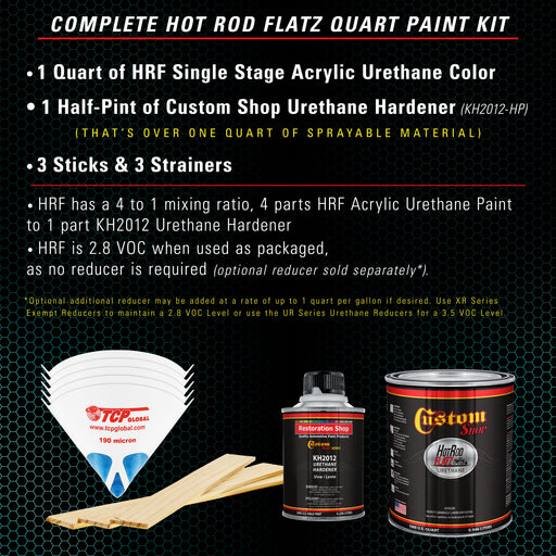 Tropical Turquoise - Hot Rod Flatz Flat Matte Satin Urethane Auto Paint - Complete Quart Paint Kit - Professional Low Sheen Automotive, Car Truck Coating, 4:1 Mix Ratio