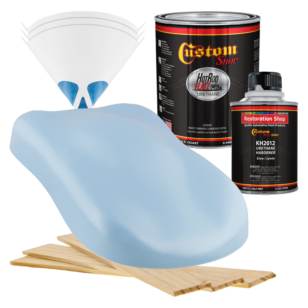 Baby Blue - Hot Rod Flatz Flat Matte Satin Urethane Auto Paint - Complete Quart Paint Kit Coating, 4:1