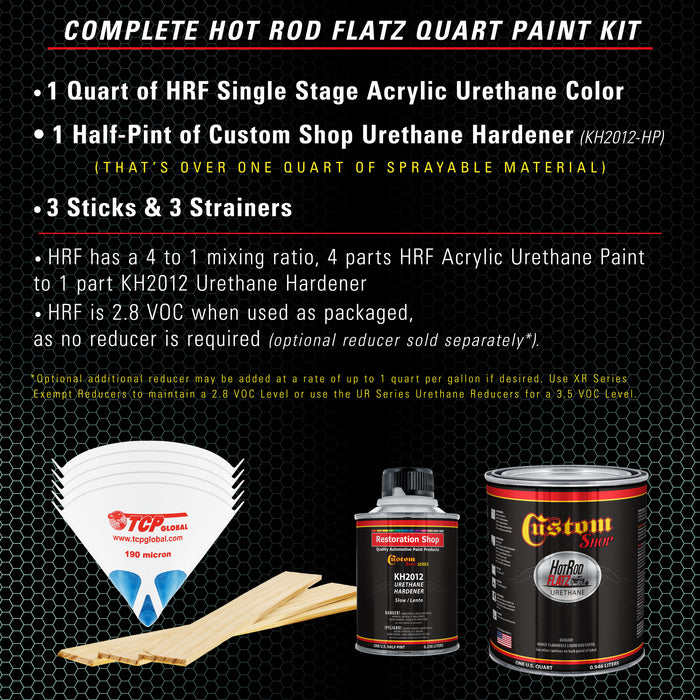 Light Aqua - Hot Rod Flatz Flat Matte Satin Urethane Auto Paint - Complete Quart Paint Kit - Professional Low Sheen Automotive, Car Truck Coating, 4:1 Mix Ratio