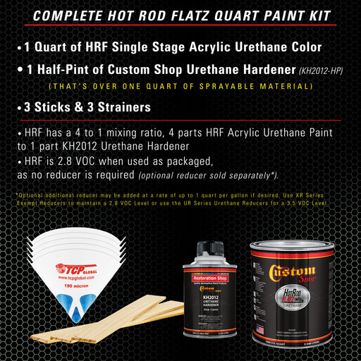Mint - Hot Rod Flatz Flat Matte Satin Urethane Auto Paint - Complete Quart Paint Kit - Professional Low Sheen Automotive, Car Truck Coating, 4:1 Mix Ratio