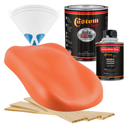 Coral - Hot Rod Flatz Flat Matte Satin Urethane Auto Paint - Complete Quart Paint Kit - Professional Low Sheen Automotive, Car Truck Coating, 4:1 Mix