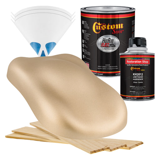 Driftwood Beige Metallic - Hot Rod Flatz Flat Matte Satin Urethane Auto Paint - Complete Quart Paint Kit - Professional Low Sheen Automotive, Car