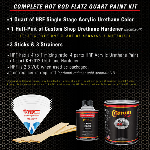 Driftwood Beige Metallic - Hot Rod Flatz Flat Matte Satin Urethane Auto Paint - Complete Quart Paint Kit - Professional Low Sheen Automotive, Car Truck Coating, 4:1 Mix Ratio