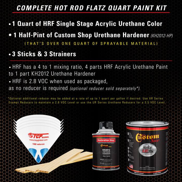 Ginger Metallic - Hot Rod Flatz Flat Matte Satin Urethane Auto Paint - Complete Quart Paint Kit - Professional Low Sheen Automotive, Car Truck Coating, 4:1 Mix Ratio